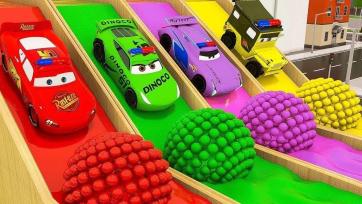 Kids play with cars and color vehicles. Let's learn the colors! A Funny Color Lesson for Kids